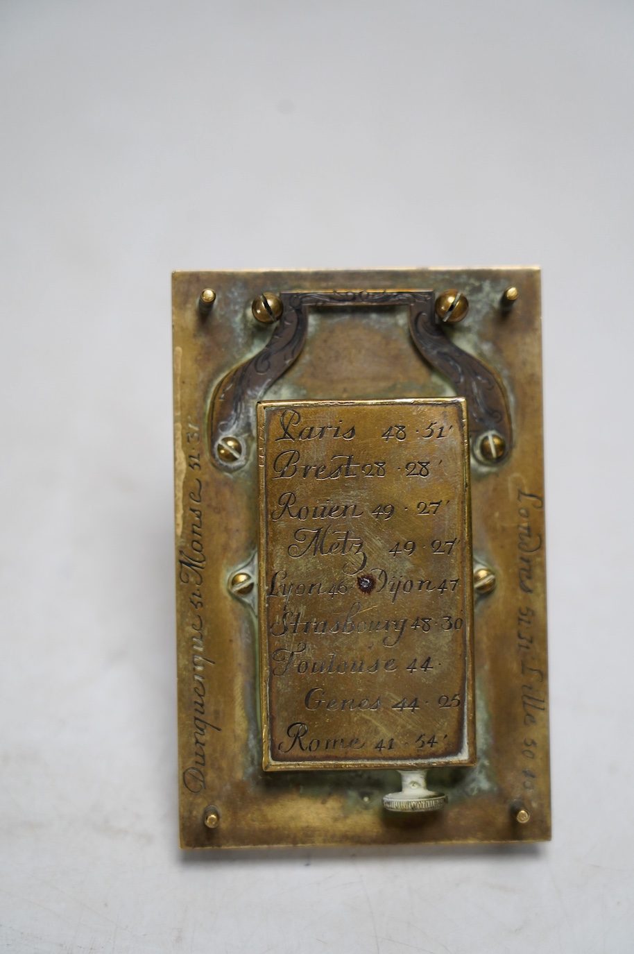 Pierre Le Maire, a French engraved brass pocket sundial with compass, late 18th century. Condition - fair